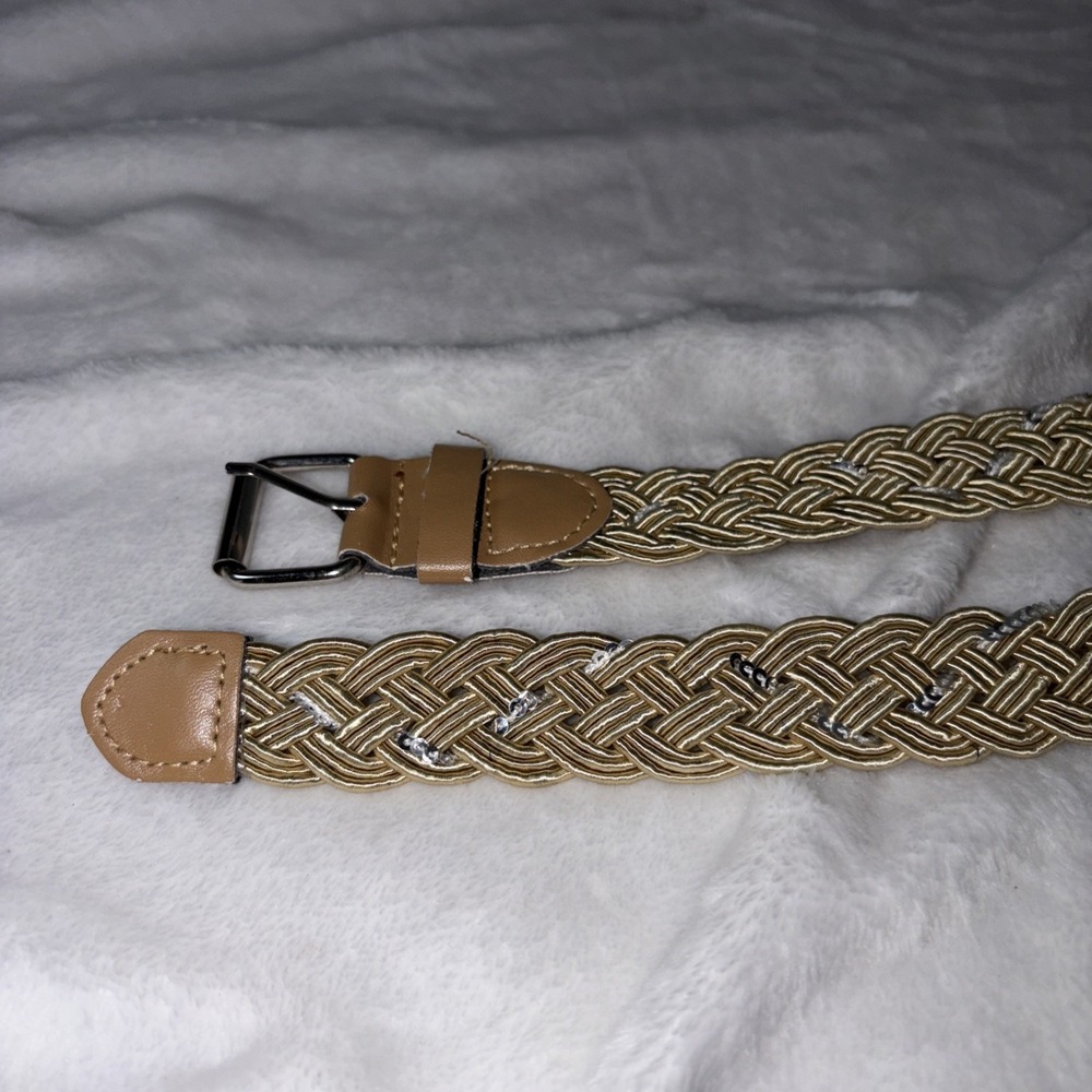 Beige Sequined BRAIDED Fashion BELT Women's Size 7/8